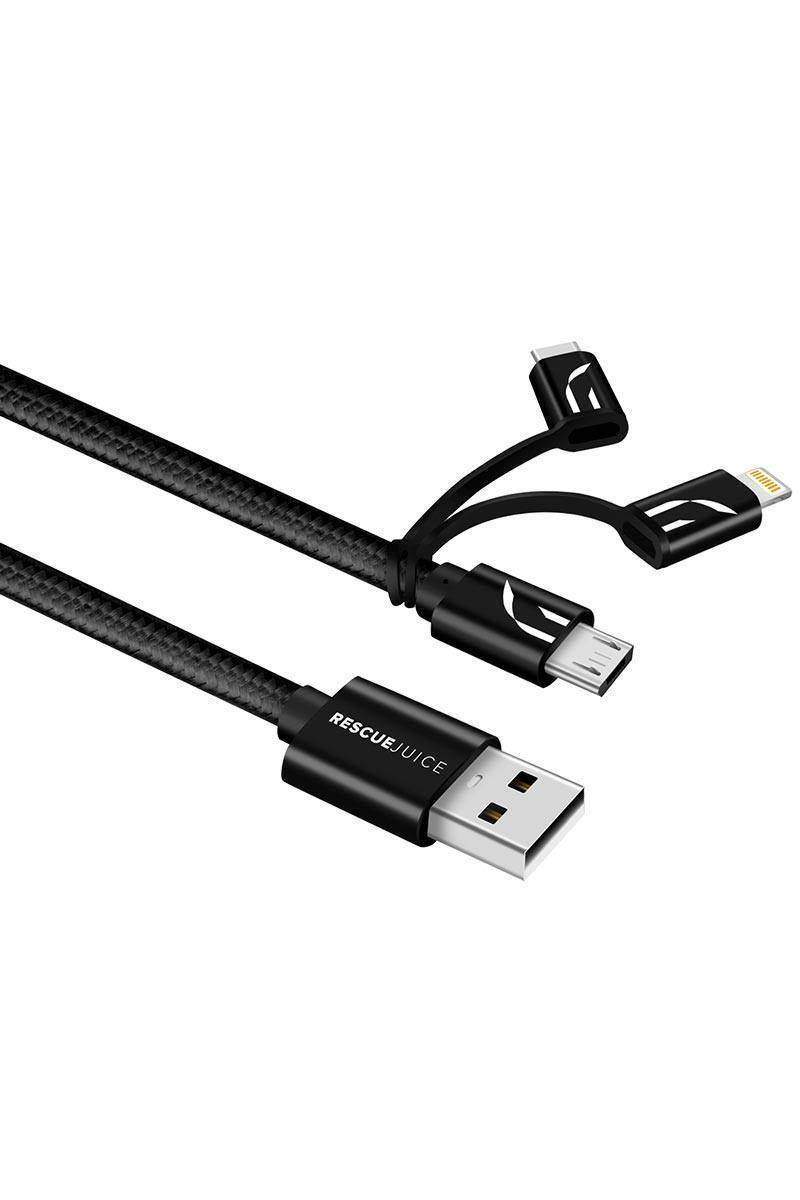 Universal 3-in-1 lade og sync kabel for iPhone, Samsung, LG, Huawei. USB-C , Micro-USB, Apple lightening.
